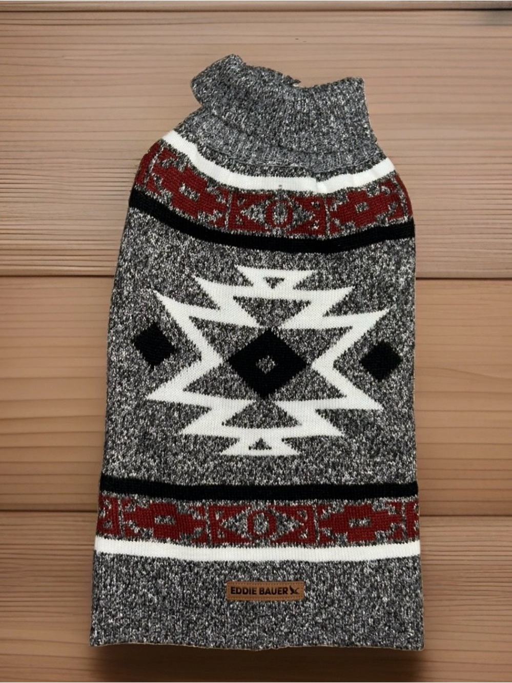 Eddie Bauer Dog Sweater Size Large Black White And Maroon Knit 35-65# L 18-21”